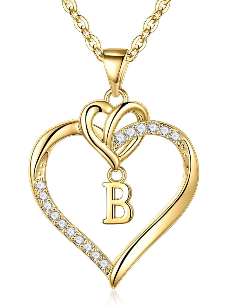 Personalized 14k Gold-Plated Heart Initial Necklace Dainty & Elegant Women's J